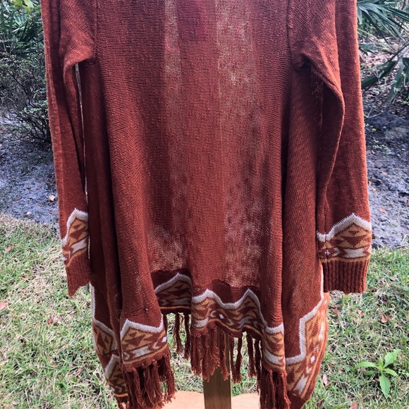 NWT OhMG size S detailed cardigan brwn w/org tint - Picture 3 of 5